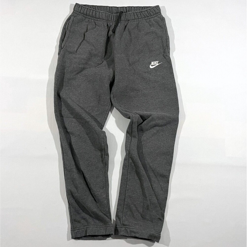 NIKE Athletic SweatPants Mens M Gray Straight Leg Pockets Drawstring Fleece